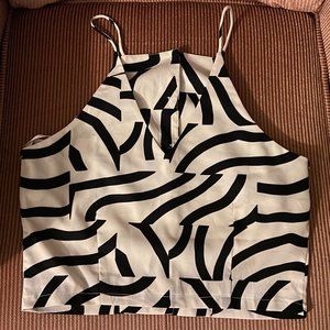 Black and white high neck crop top